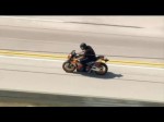 Motorcycle Police Chase in Los Angeles Ends in Construction Zone